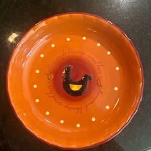 Russ Berrie Ceramic Rooster Pie Plate and server - perfect fall colors.